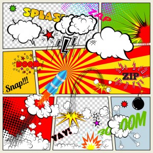 Set of Retro Comic Book Vector Design elements, Speech and Thought Bubbles